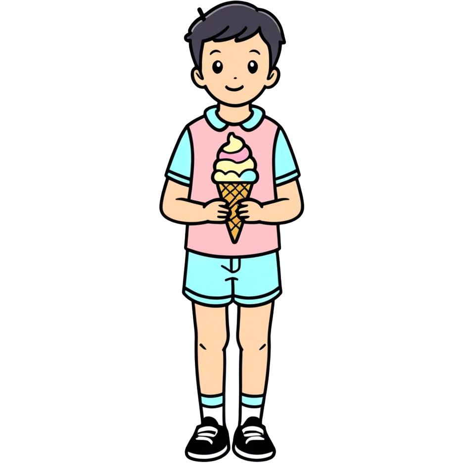 a kid wearing ice cream shorts emoji
