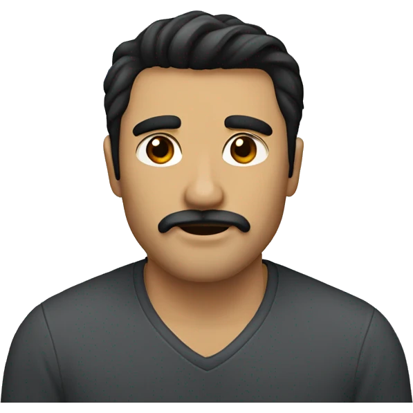 dark hair dark eyes man with short mustache with yorkie emoji