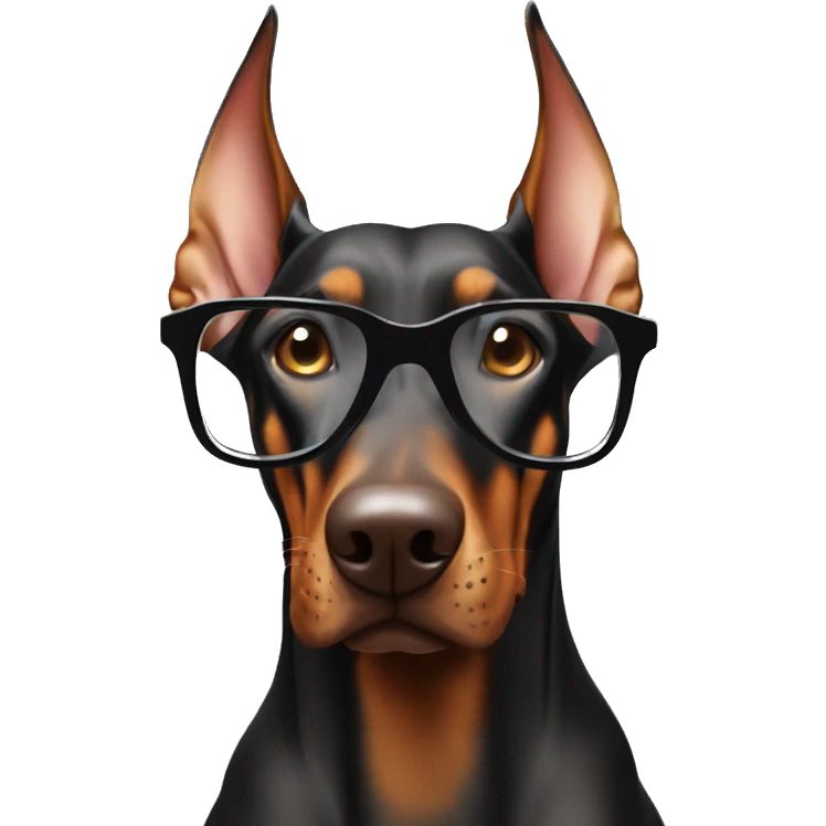Doberman with glasses enjoys the weekend emoji