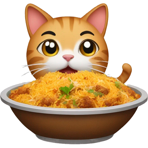 Cat eating biryani emoji