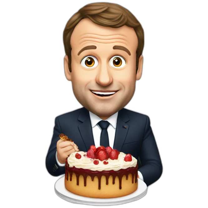 fat emmanuel macron eating cake emoji