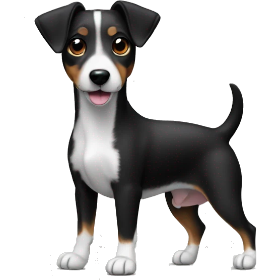 All Black dog Jack Russell Terrier full body emoji