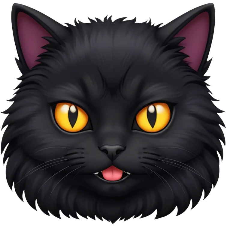 a black cat with a mad face, super fluffy  emoji