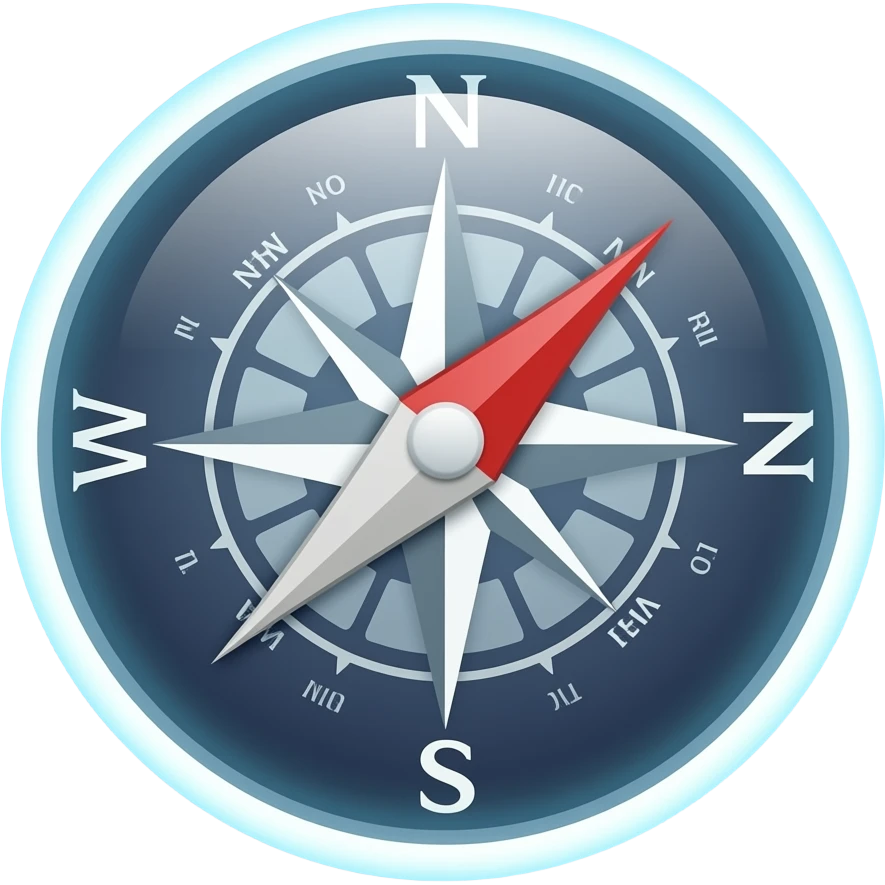 Minimal compass with a glowing halo around it emoji