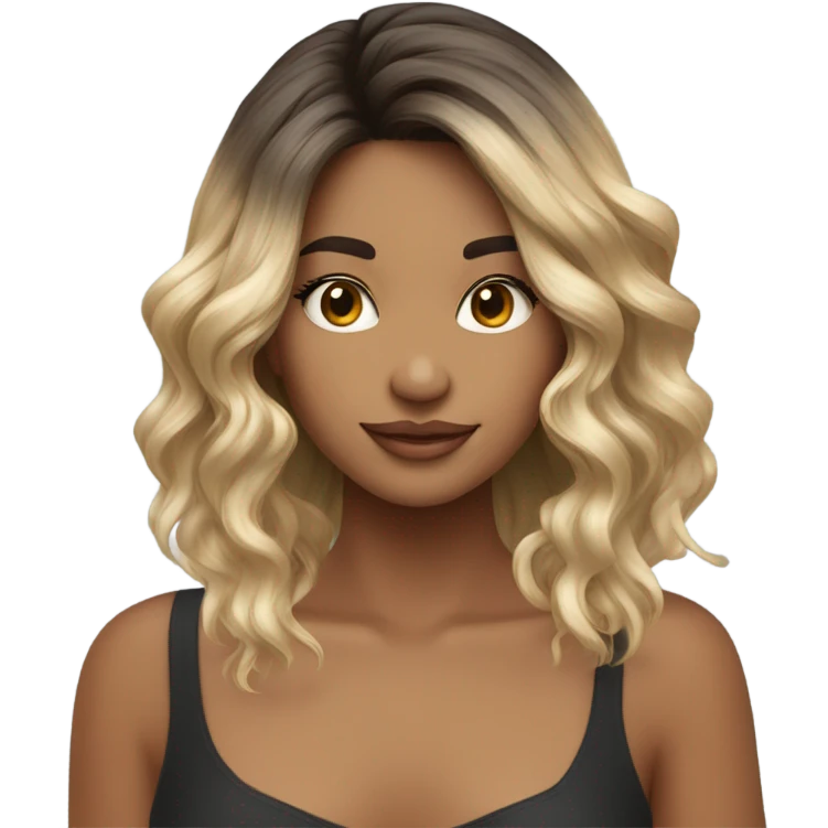 mujer con balayage y flequillo y con pecas  emoji
