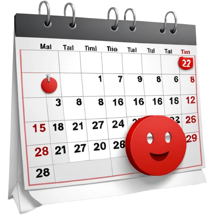 Wall calendar with red circled date emoji