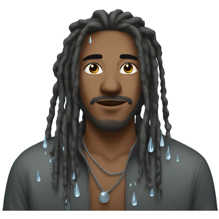 Man with dreadlocks splashed with water emoji