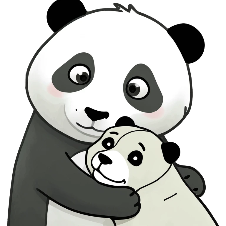 Panda hugging a dog emoji