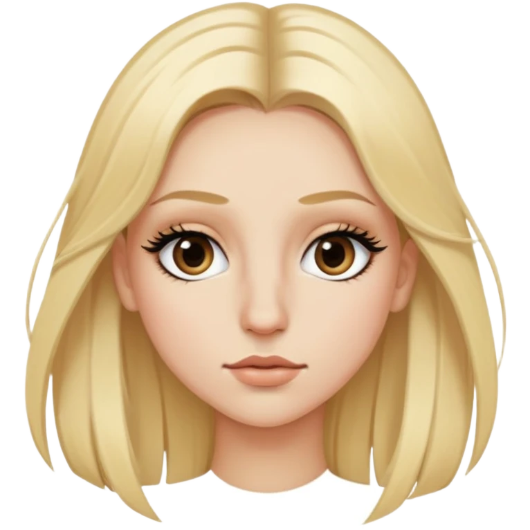 medium long blonde hair, eyelash, pretty, piercing in nose  emoji