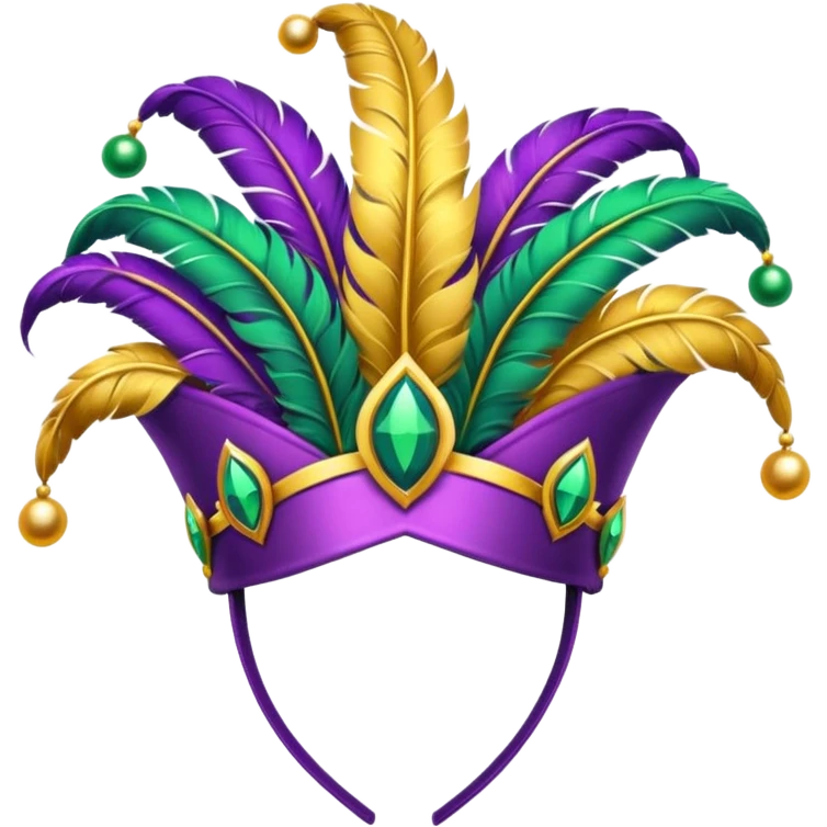 festive Mardi Gras headband with jester hat elements emoji
