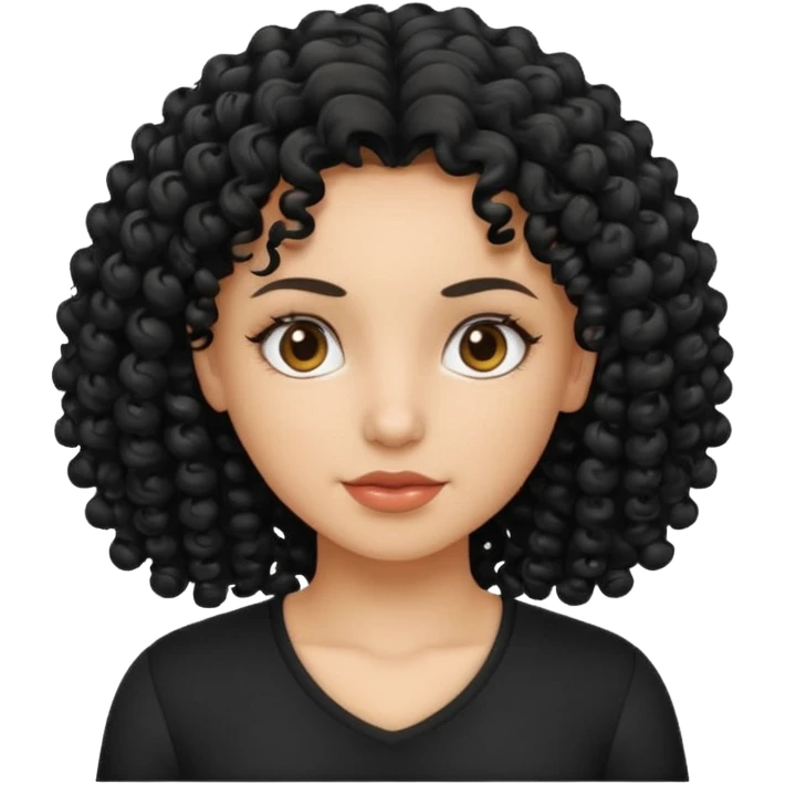 Blanquita con rizos y camisa negra  emoji