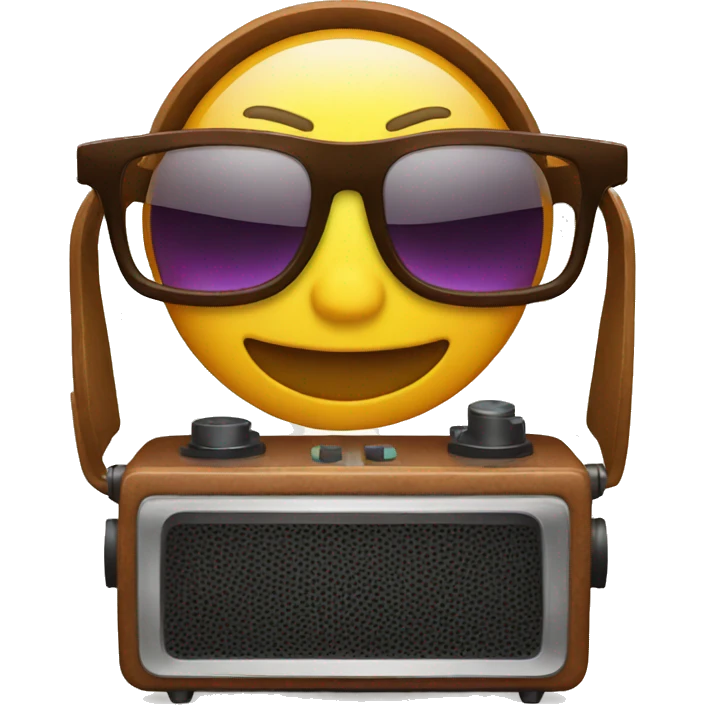 glasses on top of radio emoji