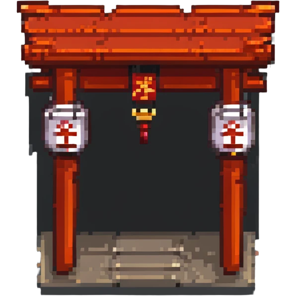 shinto shrine, pixel art style emoji