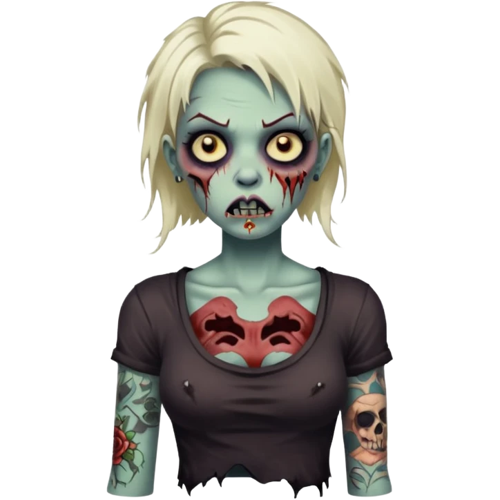 zombie woman with big tattoos emoji