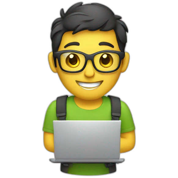 happy coder with laptop emoji