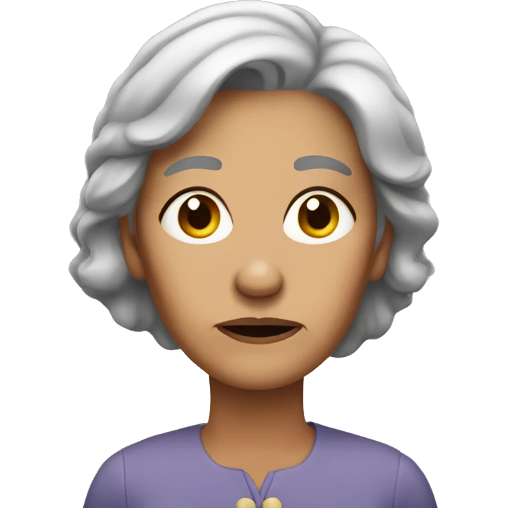 unhappy older woman straight gray hair emoji