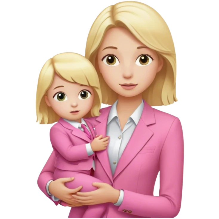 Blond girl pink suit with child emoji