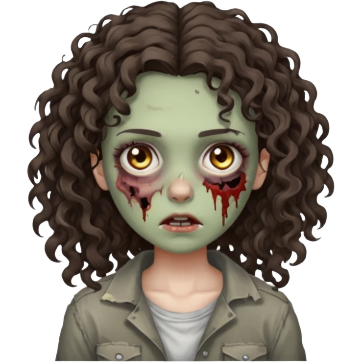 zombie brunette girl with curly, almost straight hair emoji