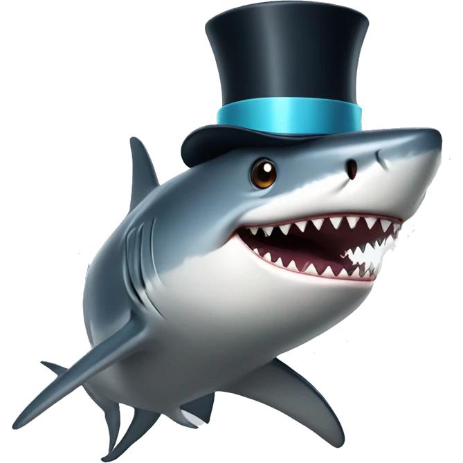 Shark with a top hat emoji