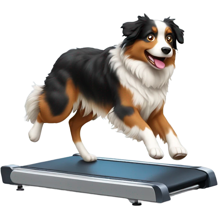 Australian Shepard running on a treadmill  emoji