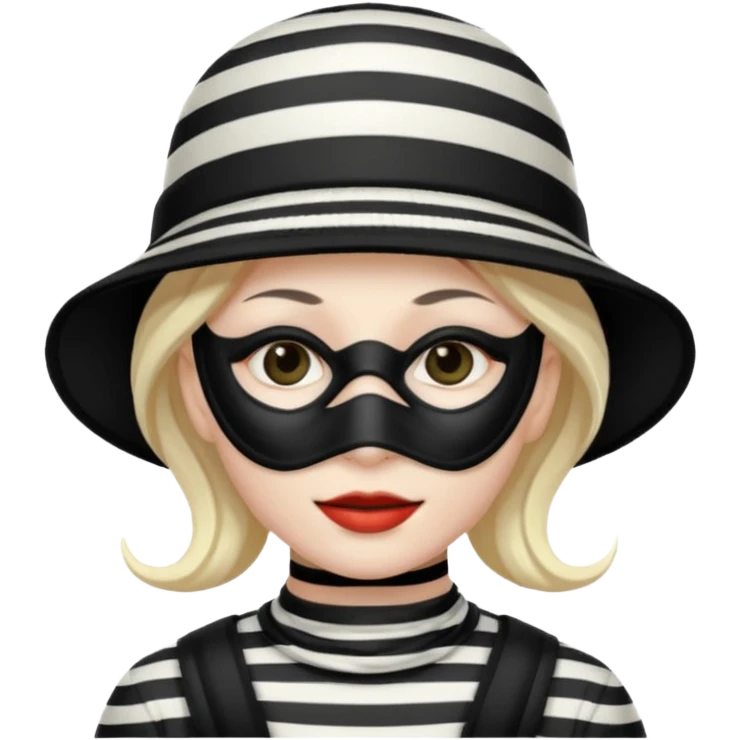 criminal emoji with striped hat and black mask emoji