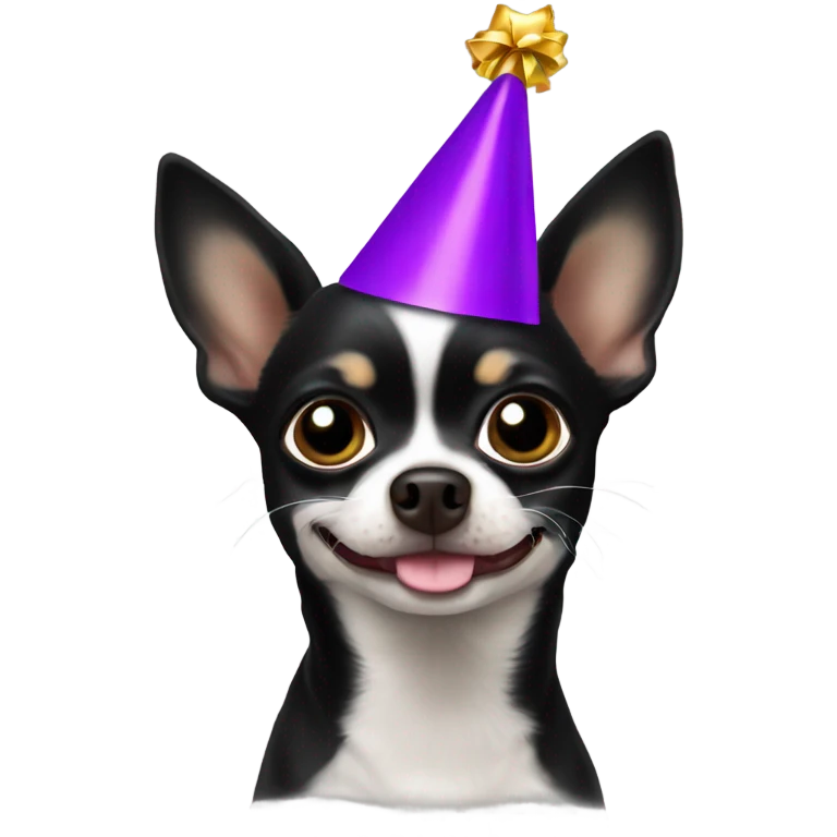 Black chihuahua party hat New Year’s Eve  emoji
