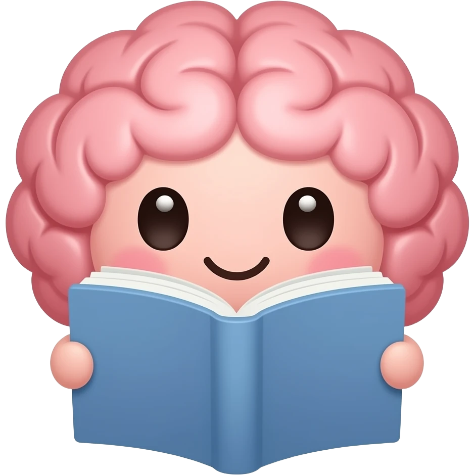 Cerebro cute leyendo un libro facil de dibujar emoji
