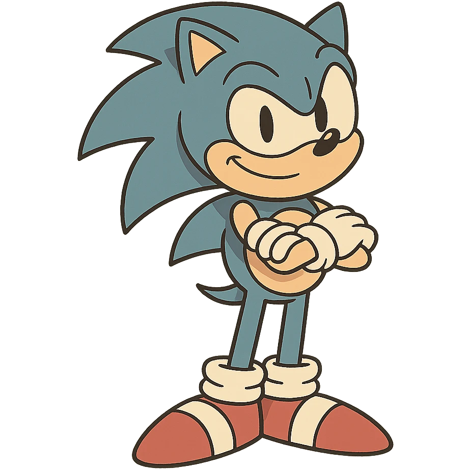 Sonic the Hedgehog, standing with arms crossed, confident expression, modern animated style emoji