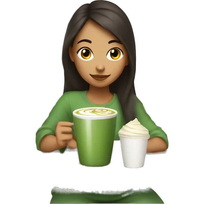 Girl sipping matcha latte  emoji