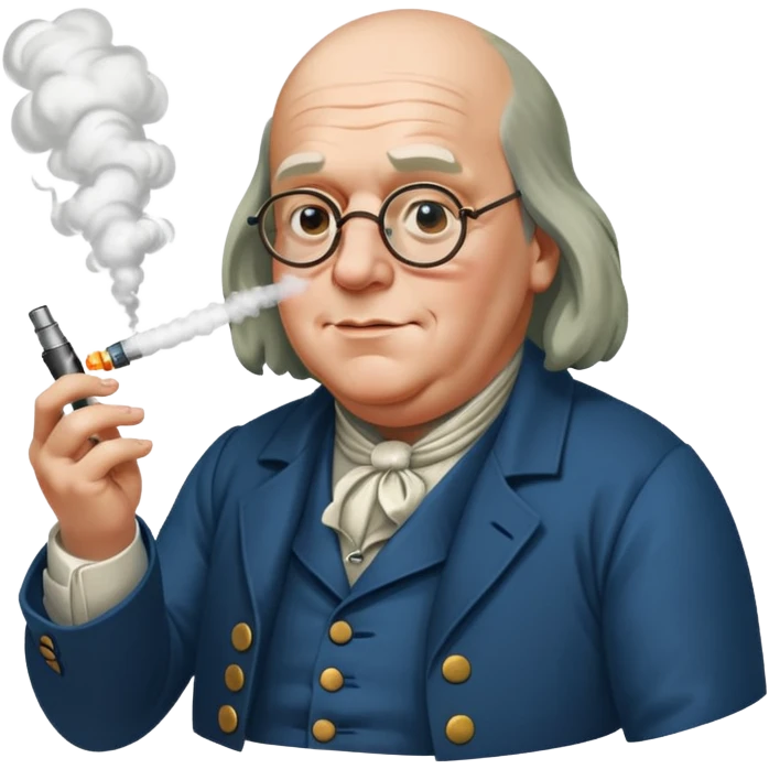 Benjamin Franklin hitting vape emoji