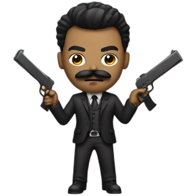 Gangster with a mustache and weapons emoji
