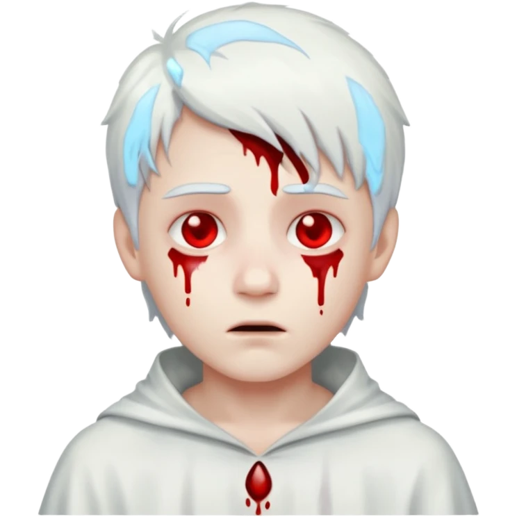ghost boy face with blood tears emoji