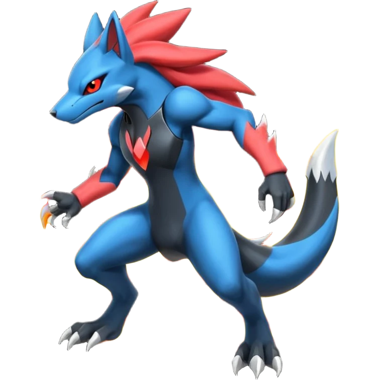 Edgy futuristic Zoroark-Salandit-Lucario-fusion emoji