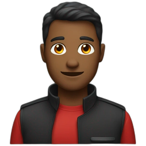 delivery man in black and red clothes emoji