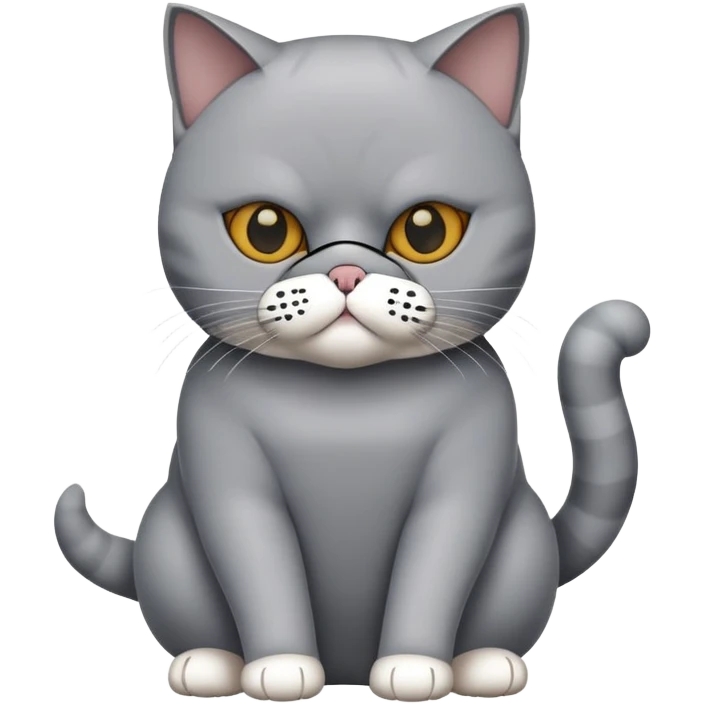 British Shorthair cat full body sitting with a mask emoji