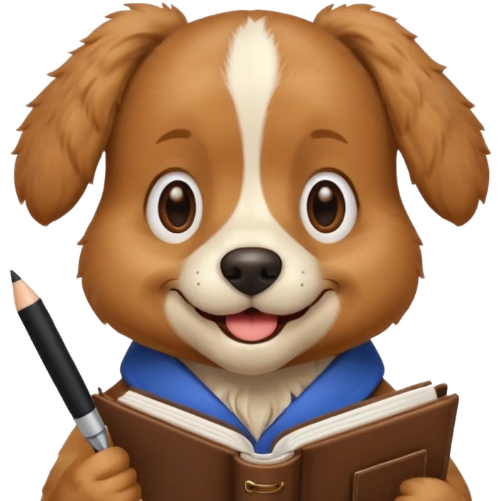 funny dog with diary and pen emoji