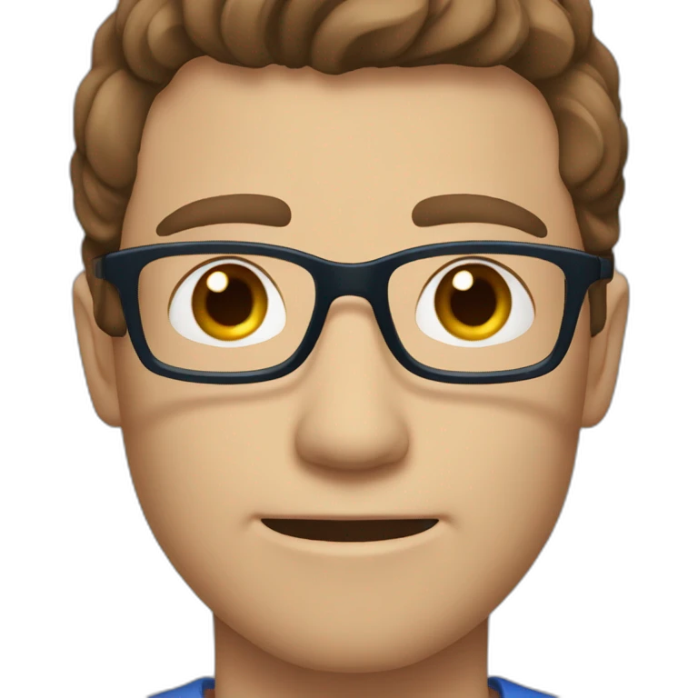brown hair blue eyed man with glasses ligth skinned emoji