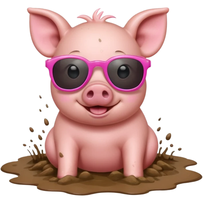 cute pig wearing cool sunglasses and bathing on all fours emoji