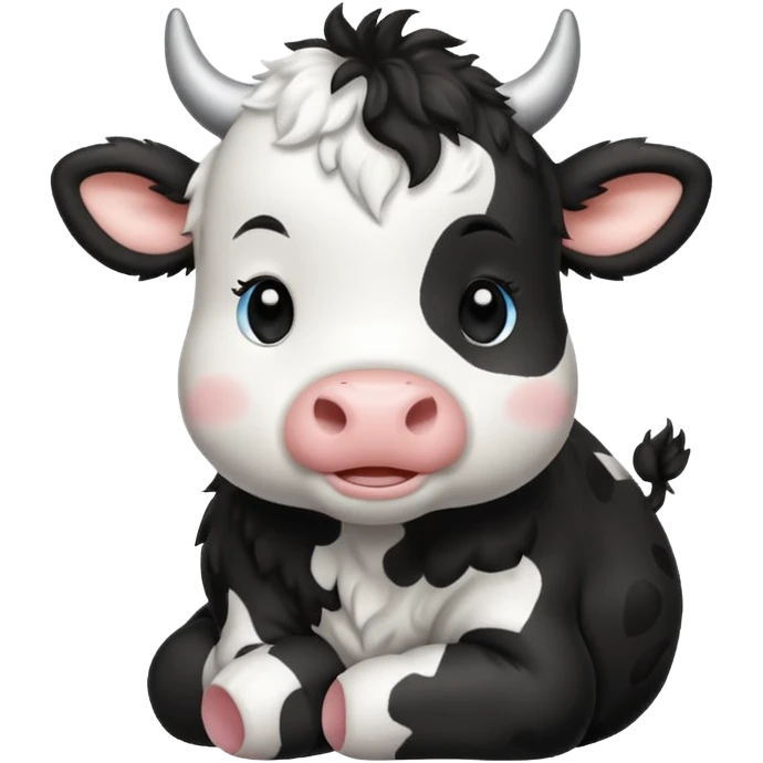 baby black and white cow emoji