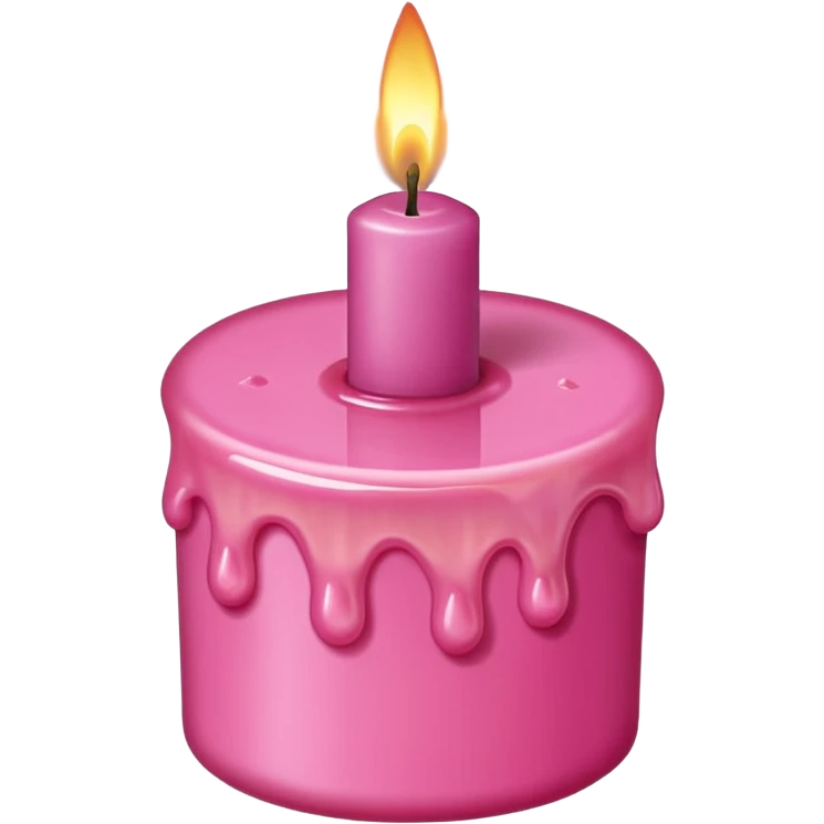 A pink candle with a flame on it, viewed from above. emoji