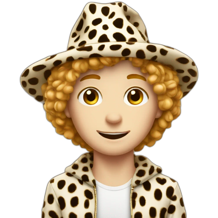 white boy in leopard and magic hat emoji