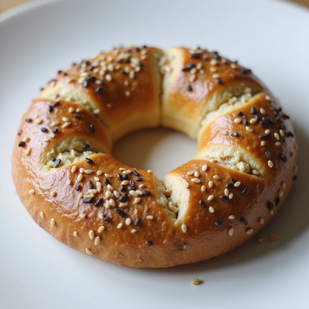 a simit, the Turkish sesame bagel, realistic style emoji