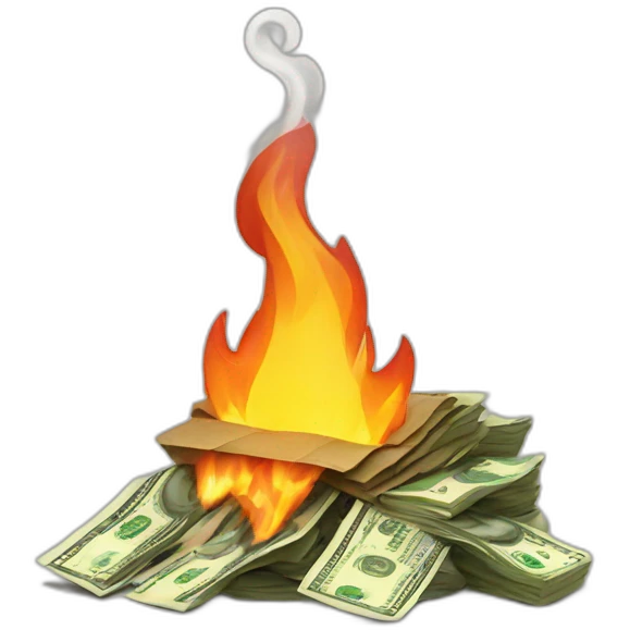 A pile of burning cash emoji
