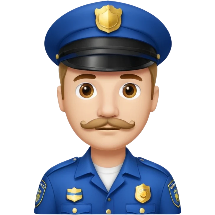 Male police officer, white cap, mustache, realistic portrait emoji