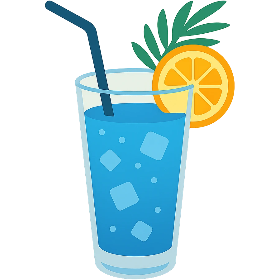 blue curaçao tropical cocktail, flat vector emoji