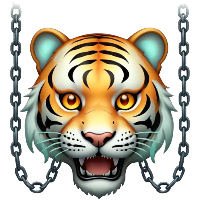 ghost tiger face transparent with chains and eerie glow for Twitch emote emoji