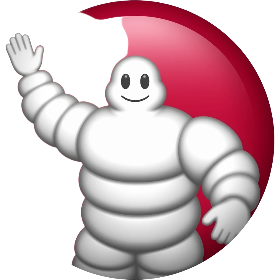 please make the Michelin star logo, curved red edged please emoji