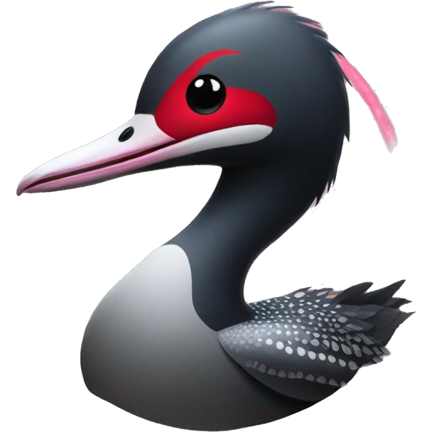 A loon with red thin beams of light coming out of its eyes emoji
