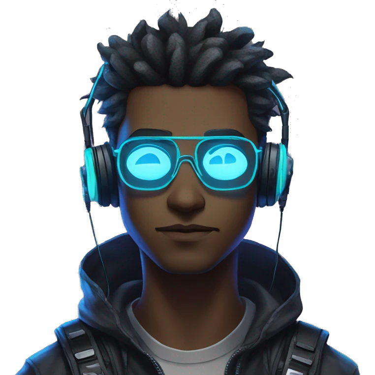 Anime gamer guy cyberpunk neon emoji