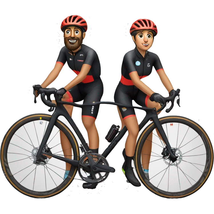 Gregory and Lori riding identical, Cervelo gravel bikes emoji